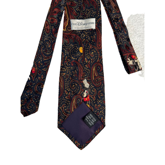Vintage Hand Made Mickey Mouse 100% Silk Paisley Tie by The Disney Store - Picture 5 of 8